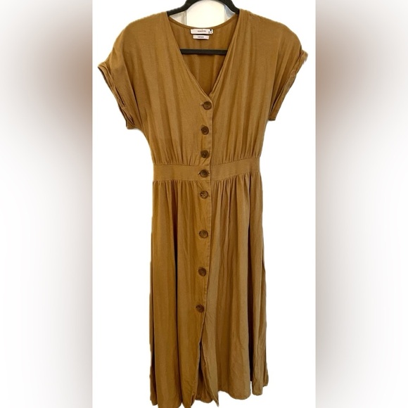 RESERVED Linen Button Down Tie Back Dress, Size EUR 36 (US Size 6/S) - Picture 1 of 6